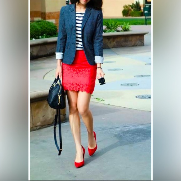 J. Crew Red Mini Pencil Skirt for Work - Picture 1 of 9